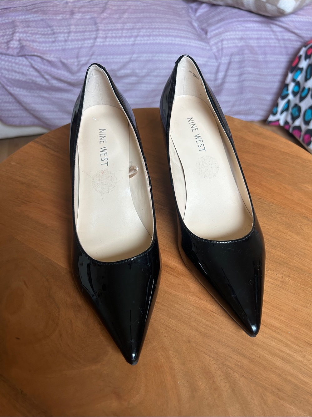 Nine West Black Patent Pointed Pumps
